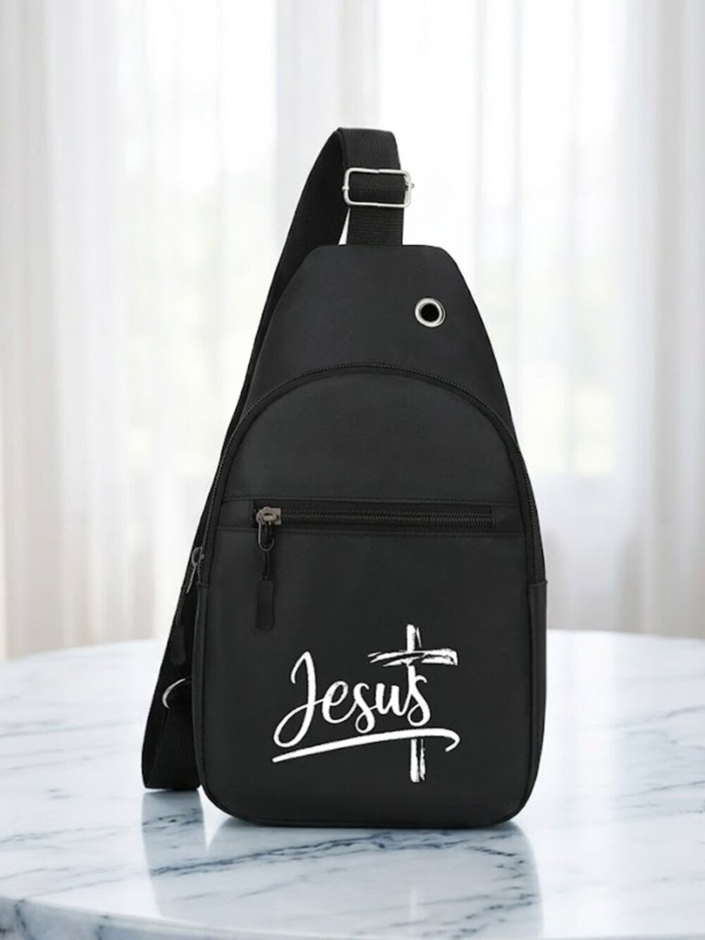 Ladies Black Jesus Crossbody Bag